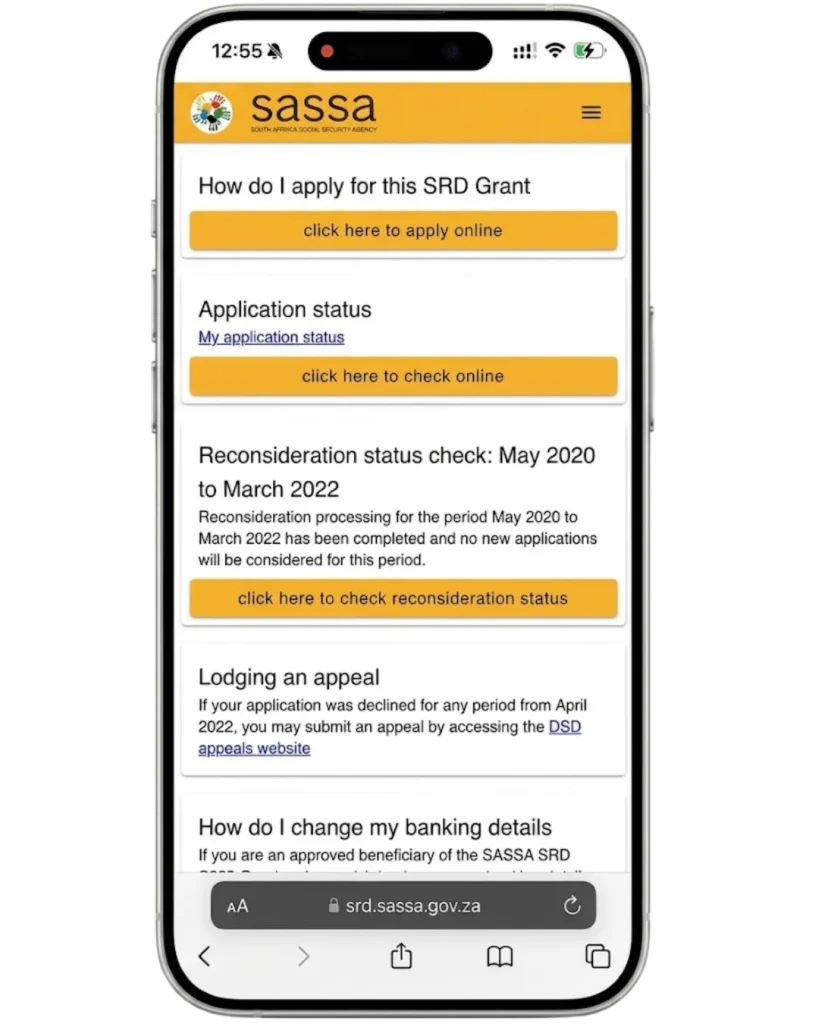 Step 1: Access the Official SASSA SRD Website Step 1: Access the Official SASSA SRD Website