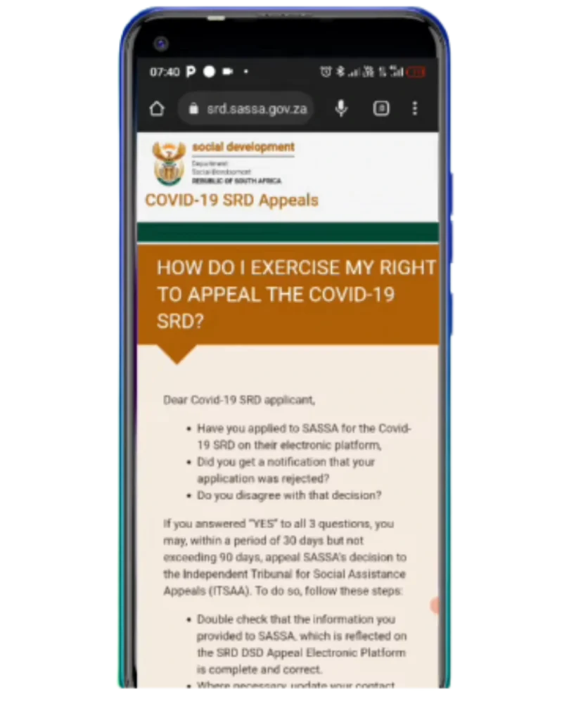 What Is a SASSA SRD Appeal Step 1 Visit the Official Appeals Website